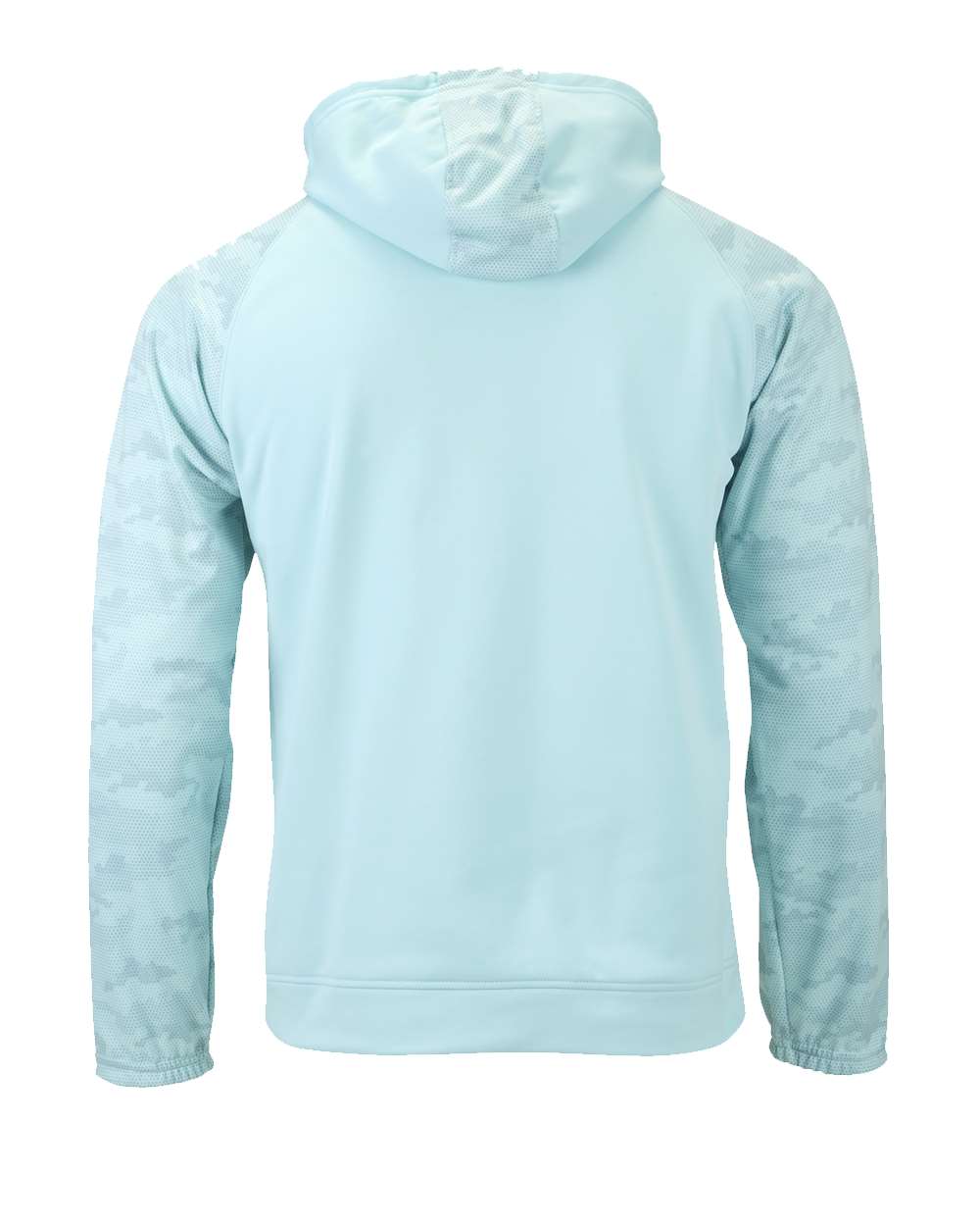 Rear View of Aqua Blue Tahoe Camo Fleece Hooded Sweatshirt - 306