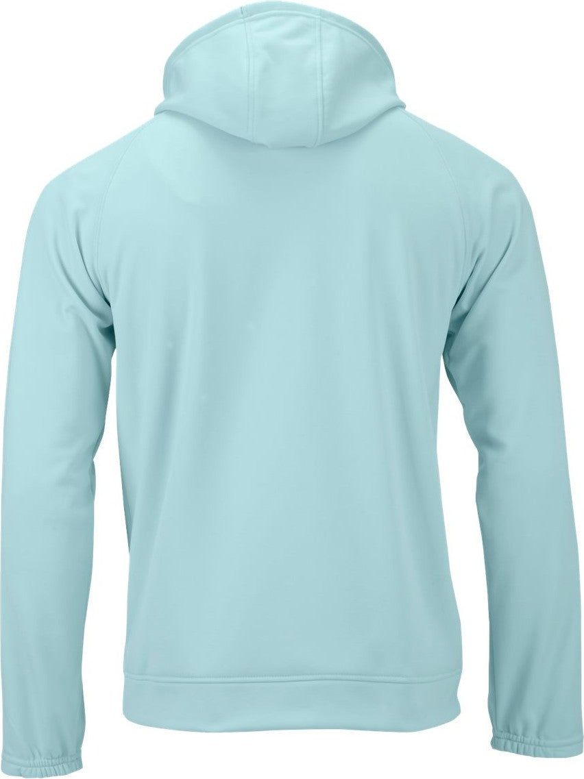 Rear View of Aqua Blue Vail Performance Fleece Hooded Sweatshirt - 305