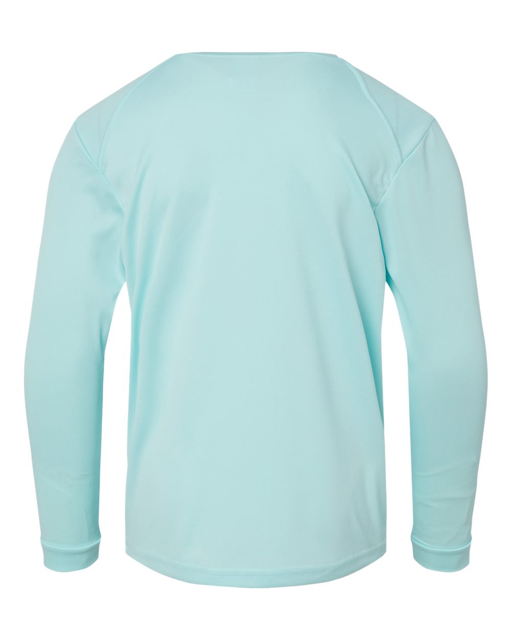 Rear View of Aqua Blue Youth Long Islander Performance Long Sleeve T-Shirt - 218Y