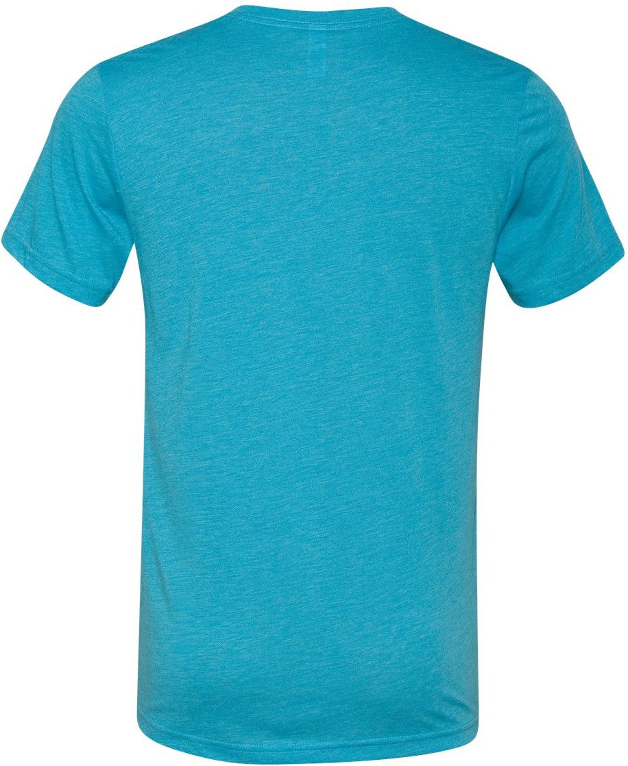 Rear View of Aqua Triblend Triblend V-Neck Short Sleeve Tee - 3415