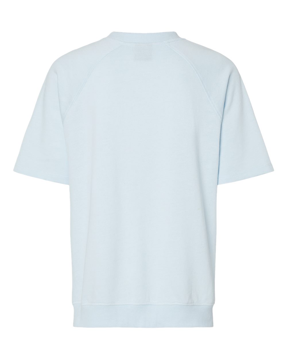 Rear View of Arctic Blue Women's French Terry Short Sleeve Crewneck Pullover - W23711