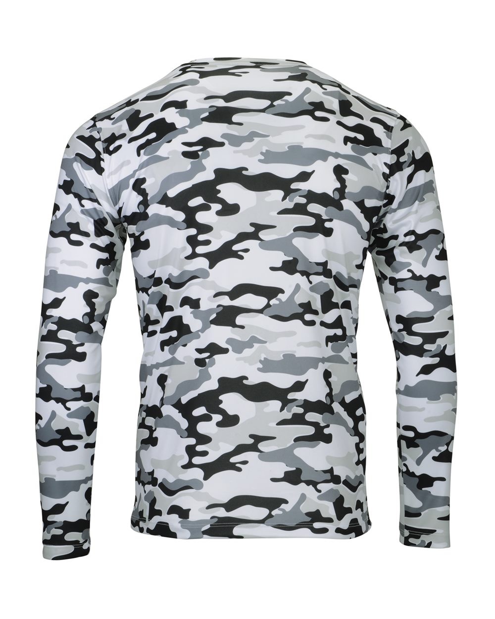 Rear View of Arctic Camo Woodland Performance Long Sleeve T-Shirt - 238