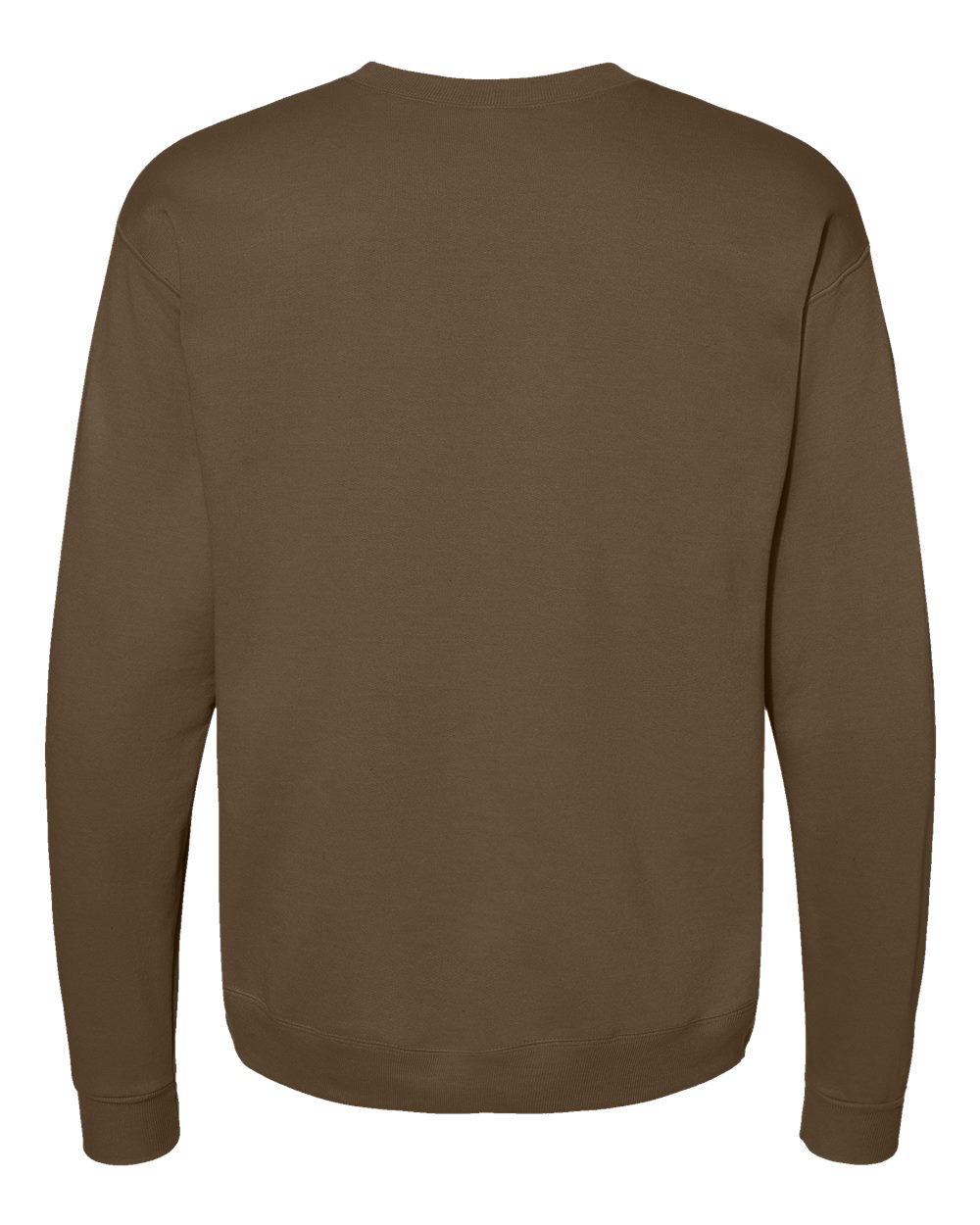 Rear View of Army Brown Ecosmart® Crewneck Sweatshirt - P160