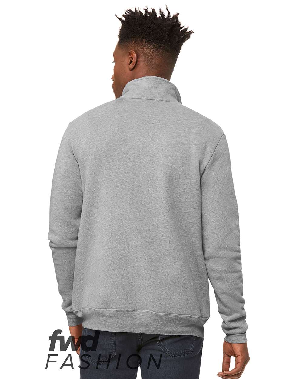 Rear View of Athletic Heather FWD Fashion Quarter-Zip Pullover Fleece - 3740