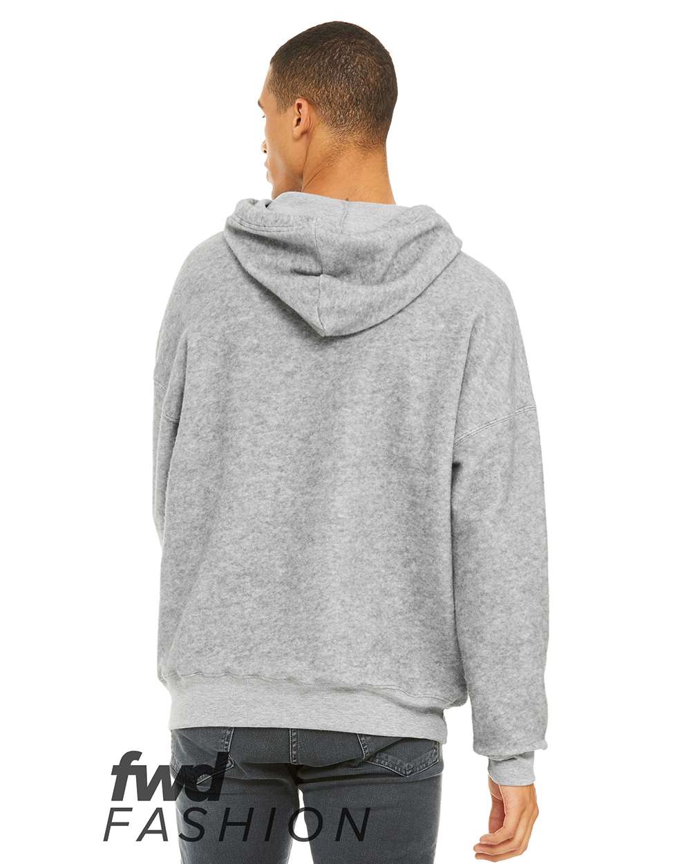 Rear View of Athletic Heather FWD Fashion Sueded Fleece Hoodie - 3329