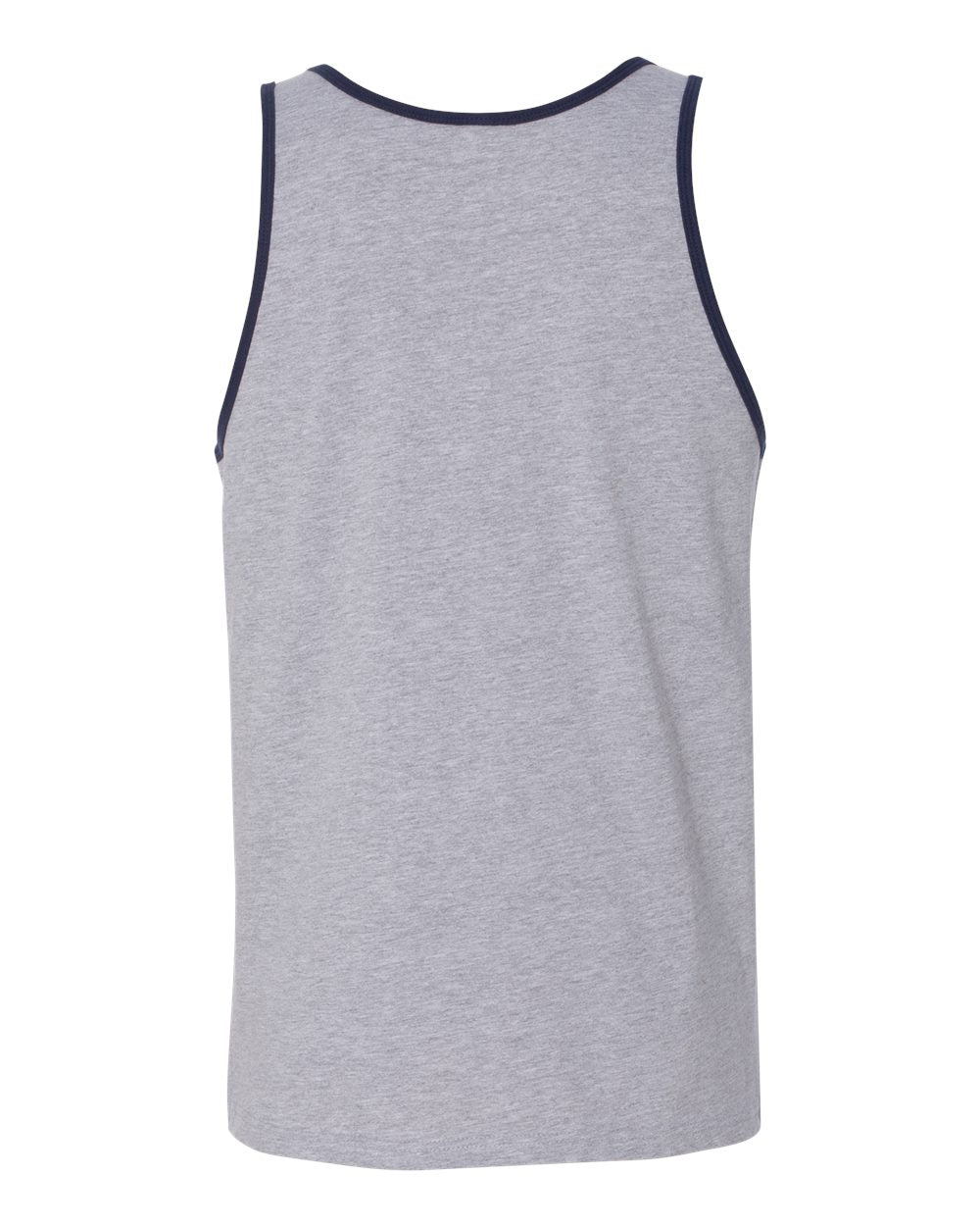 Rear View of Athletic Heather/ Navy Jersey Tank - 3480