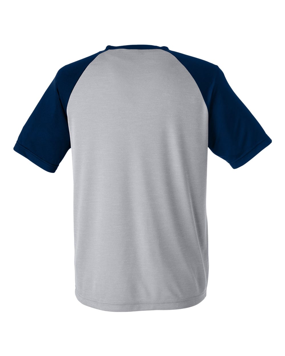 Rear View of Athletic Heather/ Sport Dark Navy Unisex Zone Colorblock Raglan T-Shirt - TT62