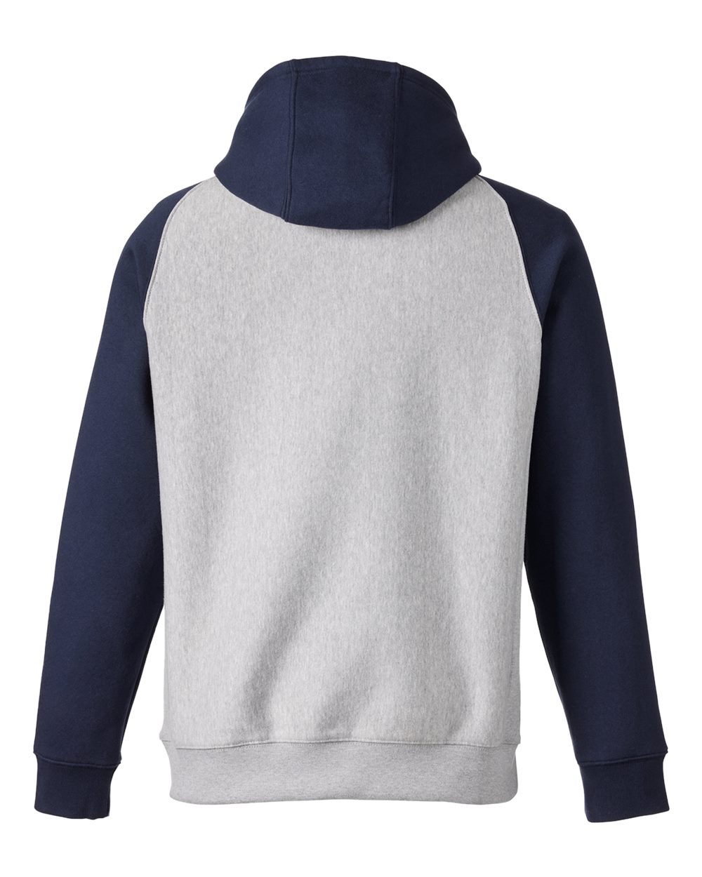 Rear View of Athletic Heather/ Sport Dark Navy Unisex Zone HydroSport™ Heavyweight Colorblock Hooded Sweatshirt - TT96CB