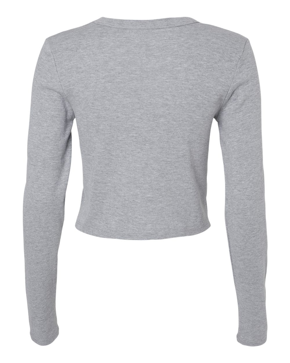 Rear View of Athletic Heather Women's Micro Rib Long Sleeve Baby Tee - 1501