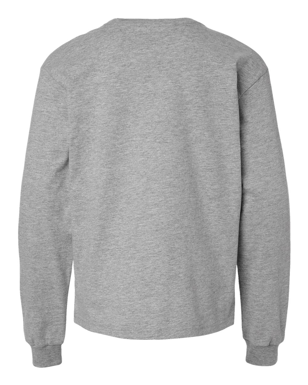 Rear View of Athletic Heather Youth 6oz. Heavyweight Long Sleeve Tee - 3511Y