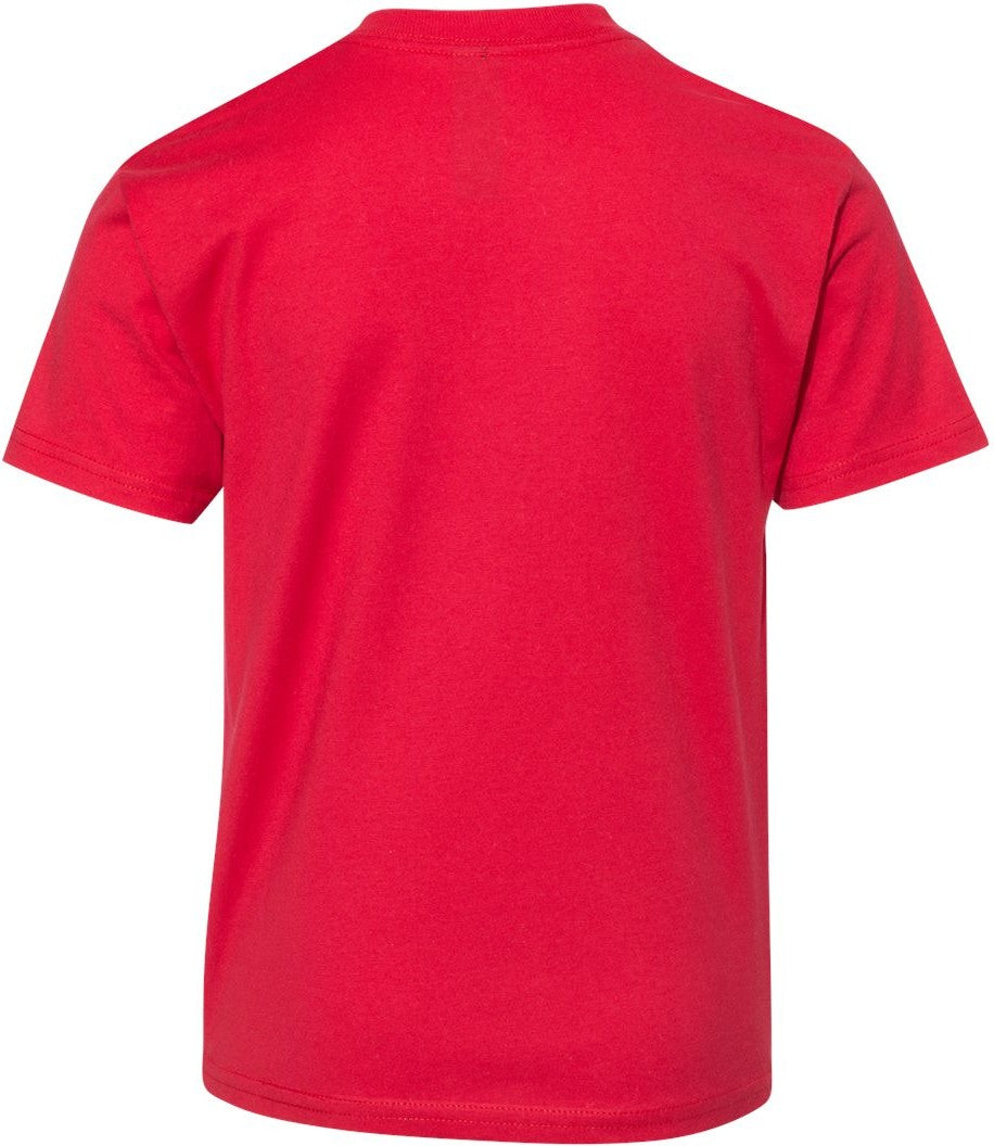Rear View of Athletic Red Perfect-T Youth T-Shirt - 498Y