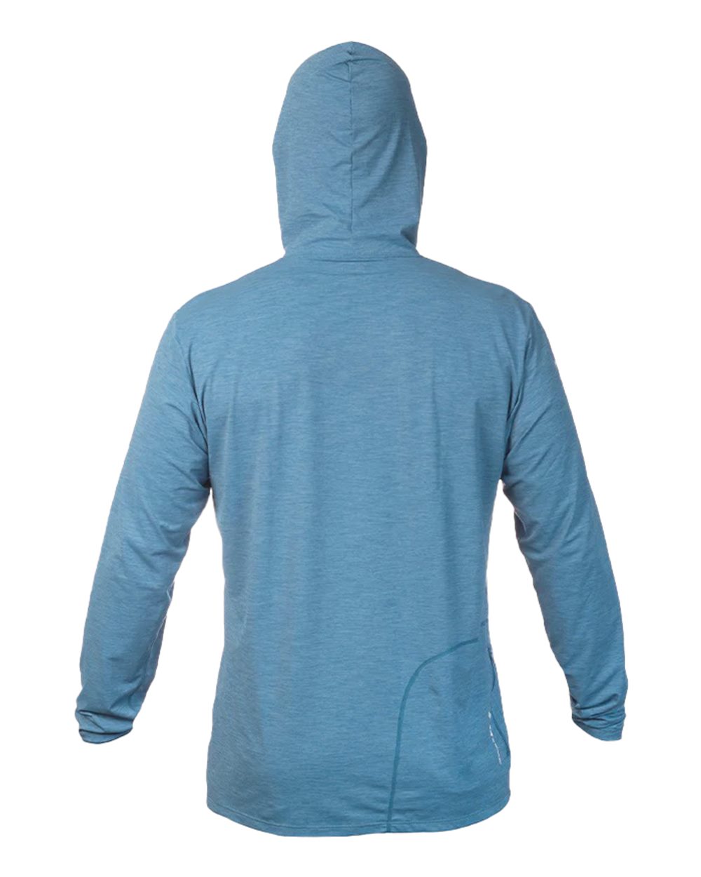 Rear View of Bahama Heathered Low Pro Tech Hooded Long Sleeve T-Shirt - MVLPRH8