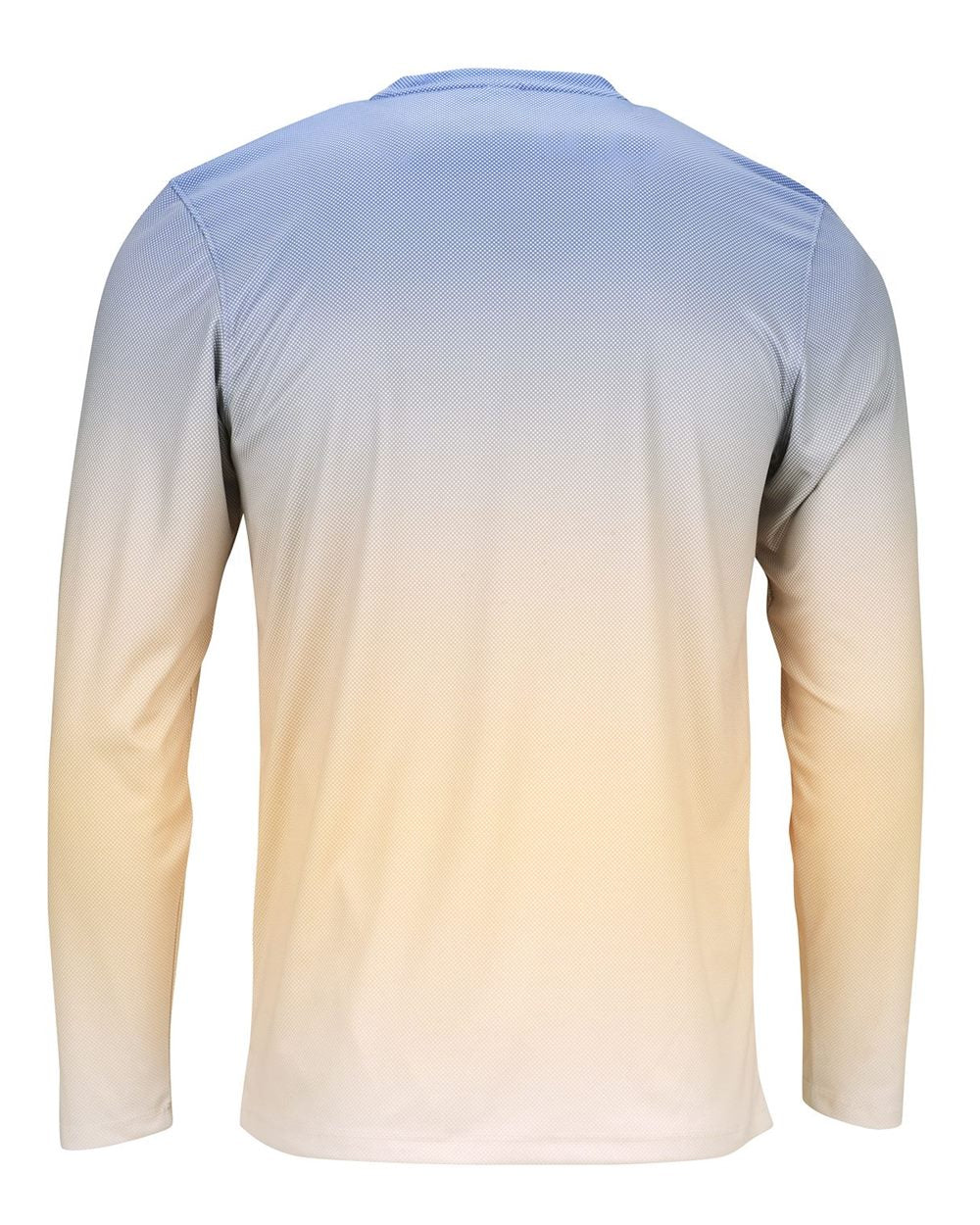 Rear View of Bimini Blue/ Peach Barbados Performance Pin Dot Long Sleeve T-Shirt - 225