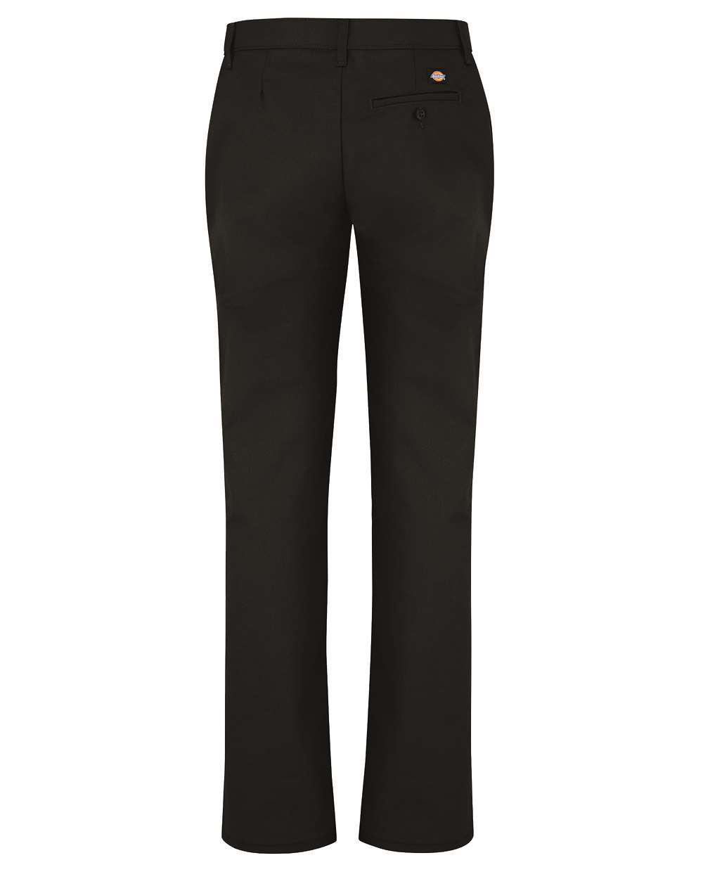 Rear View of Black - 32I Women's Industrial Flat Front Pants - FP92