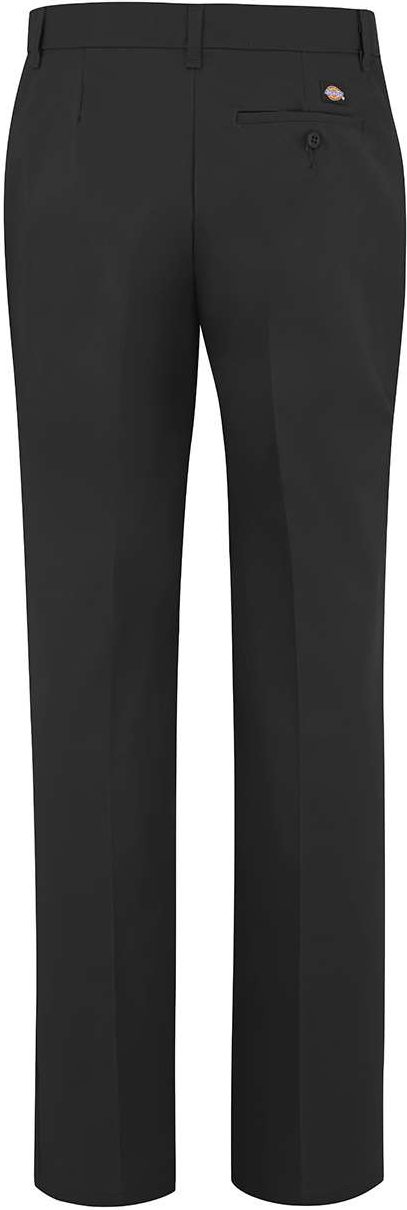 Rear View of Black - 32I Women's Premium Flat Front Pants - FP21