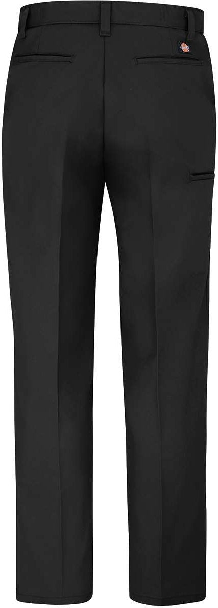 Rear View of Black - 34I Premium Industrial Flat Front Comfort Waist Pants - LP70