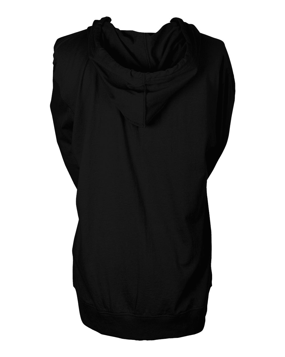 Rear View of Black Beach Full-Zip Hooded Long Sleeve T-Shirt - 260