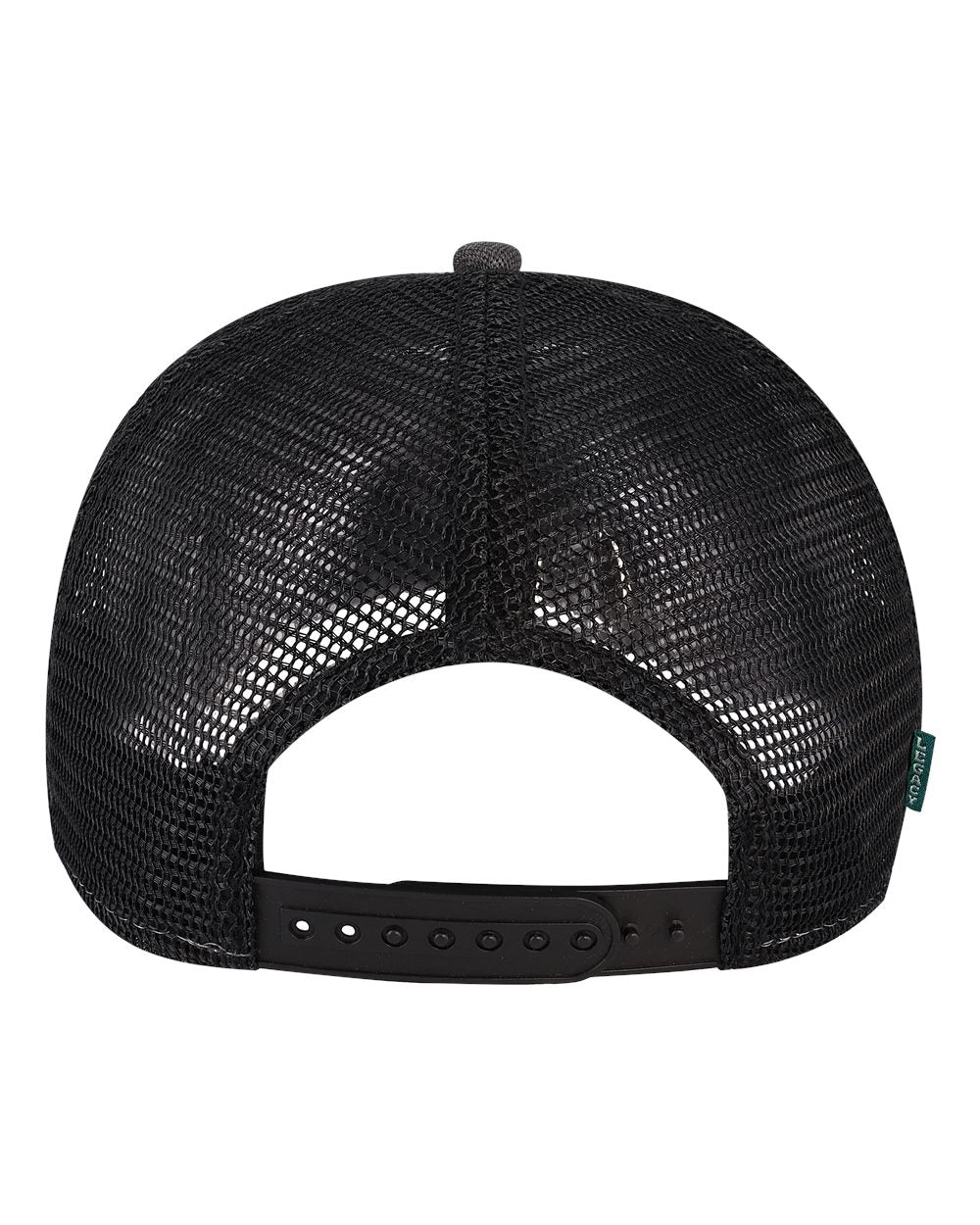 Rear View of Black/ Black Five-Panel Trucker Cap - ROADIE