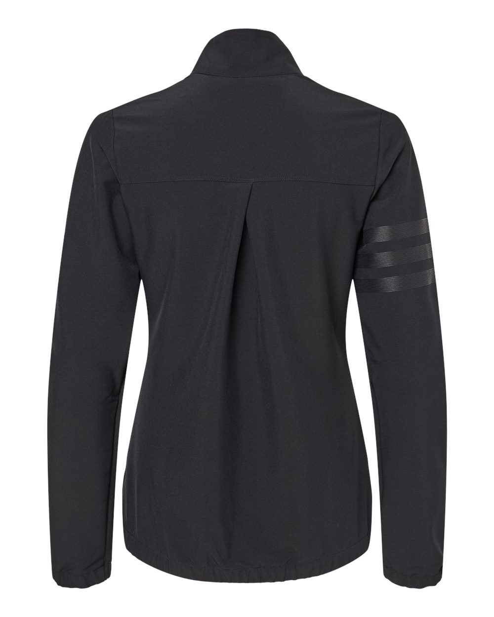 Rear View of Black/ Black Women's 3-Stripes Full-Zip Jacket - A268