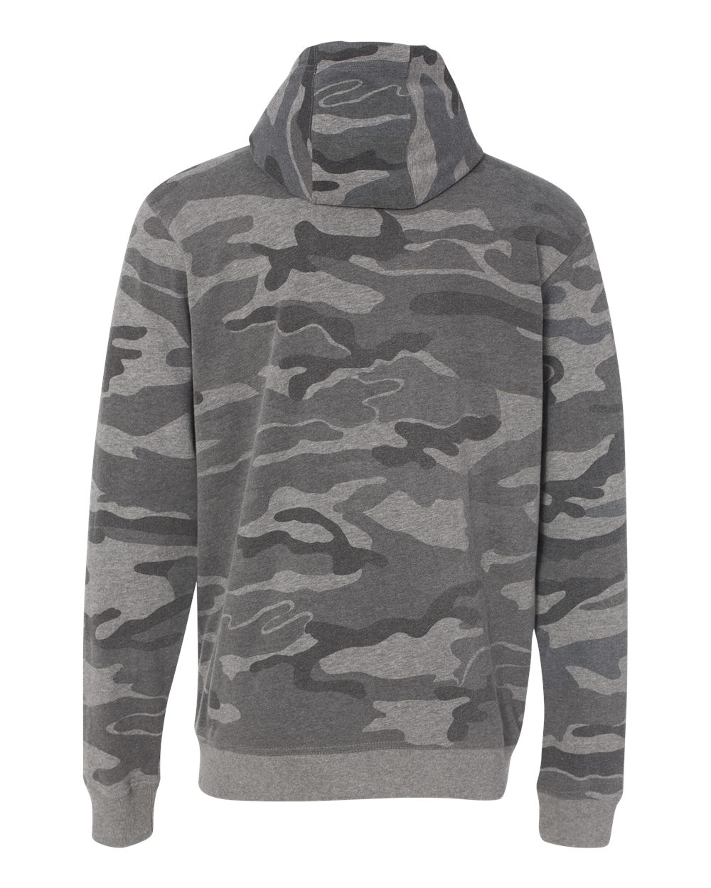 Rear View of Black Camo Camo Full-Zip Hooded Sweatshirt - 8615
