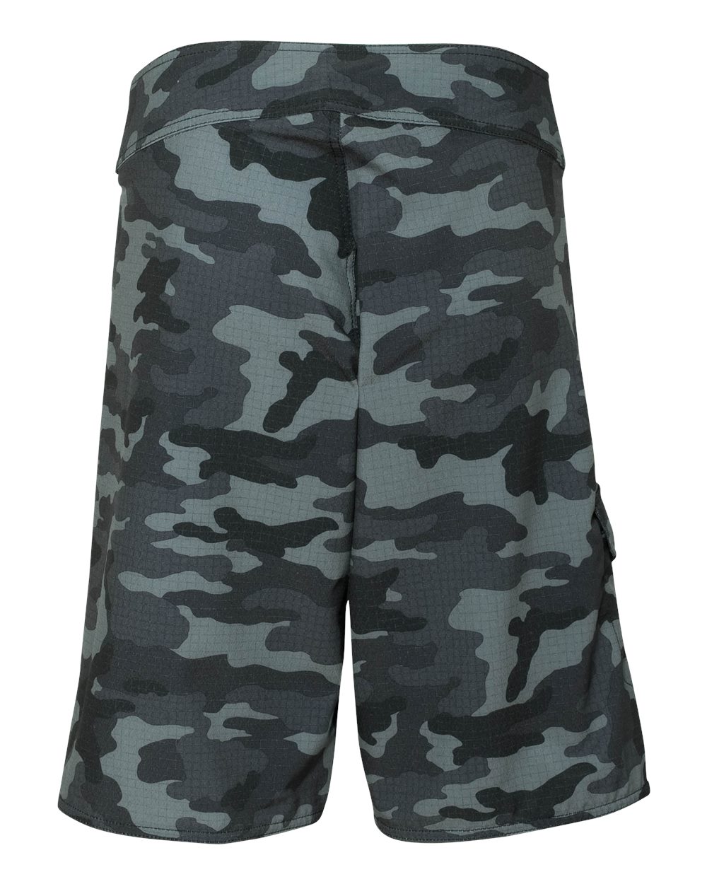 Rear View of Black Camo Diamond Dobby Board Shorts - 9371
