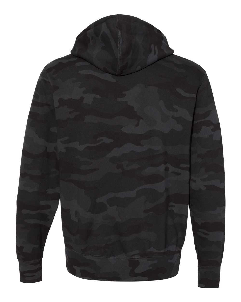 Rear View of Black Camo Lightweight Full-Zip Hooded Sweatshirt - AFX90UNZ