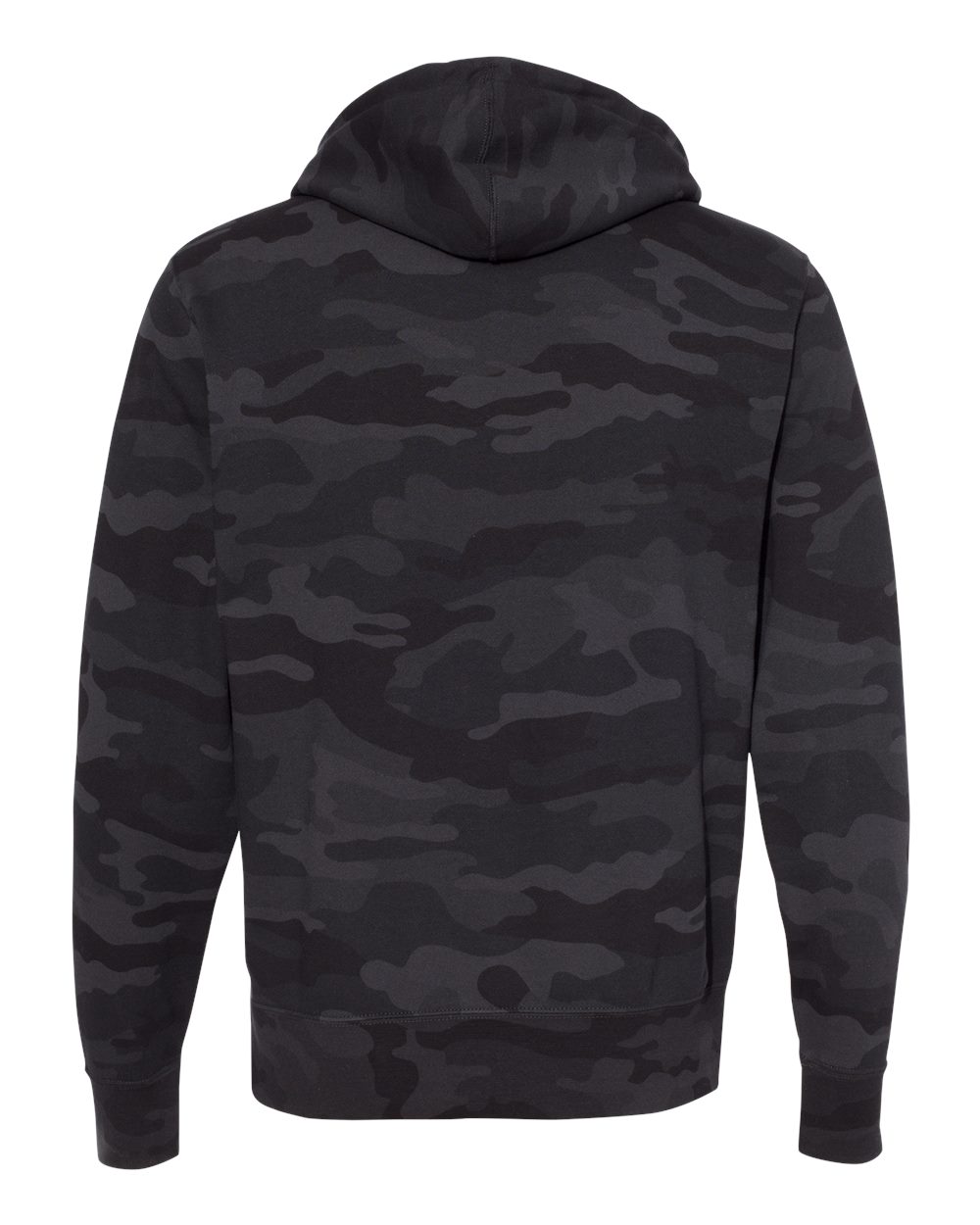 Rear View of Black Camo Lightweight Hooded Sweatshirt - AFX90UN