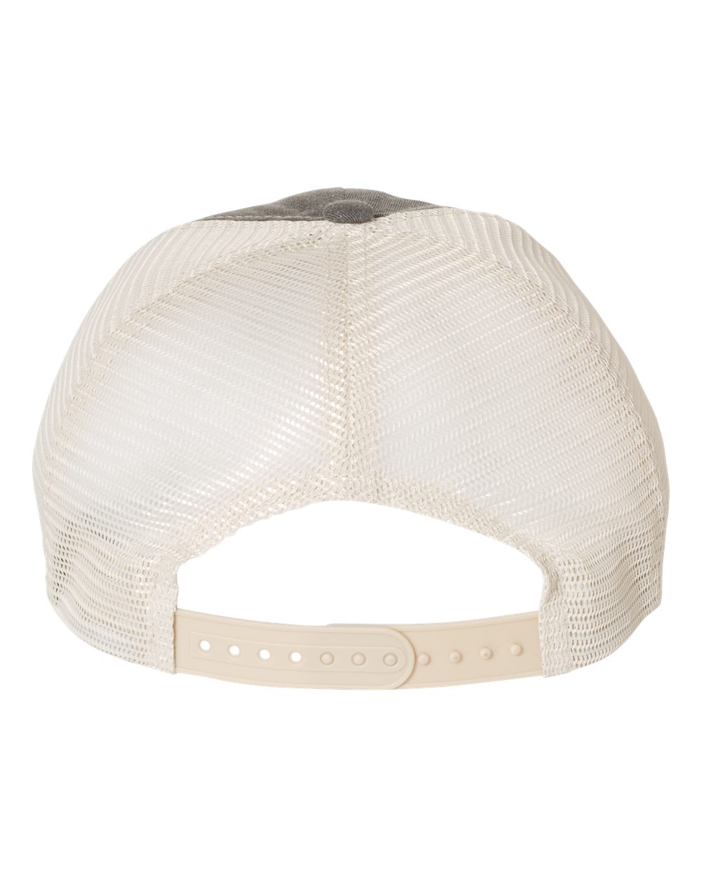 Rear View of Black/ Cardinal/ Stone Pigment-Dyed Trucker Cap - SP510