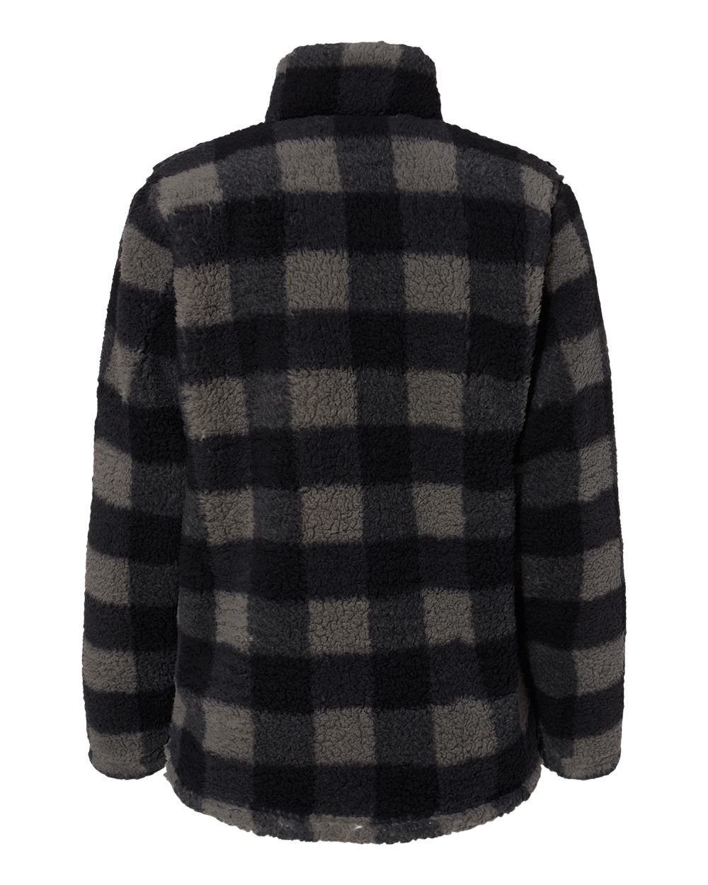 Rear View of Black/ Charcoal Buffalo Women’s Epic Sherpa Quarter-Zip Pullover - 8451