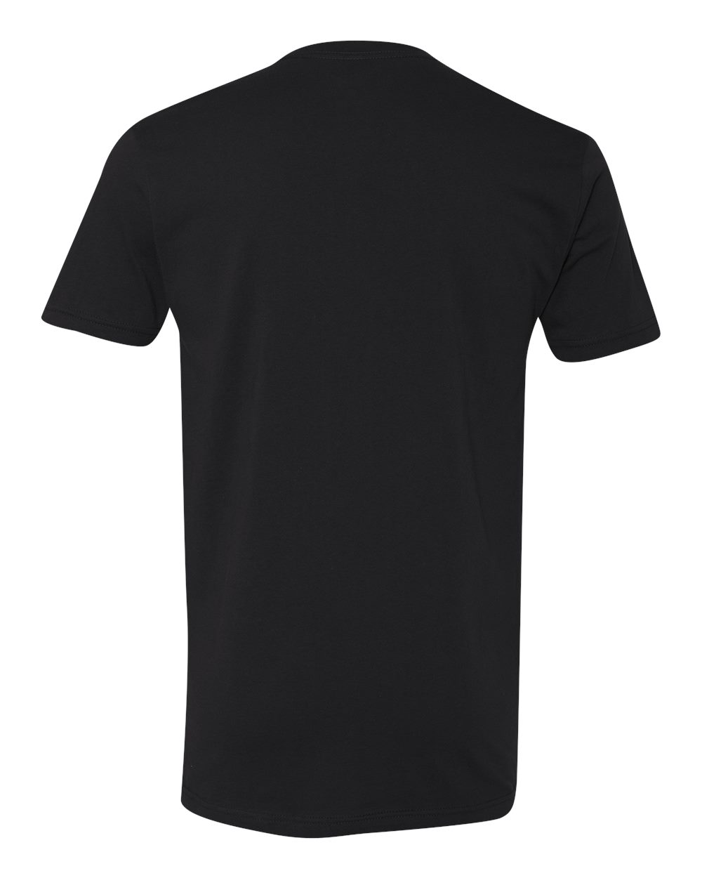Rear View of Black Cotton V-Neck T-Shirt - 3200