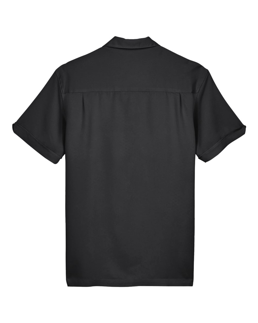 Rear View of Black/ Cream Men's Two-Tone Camp Shirt - M575