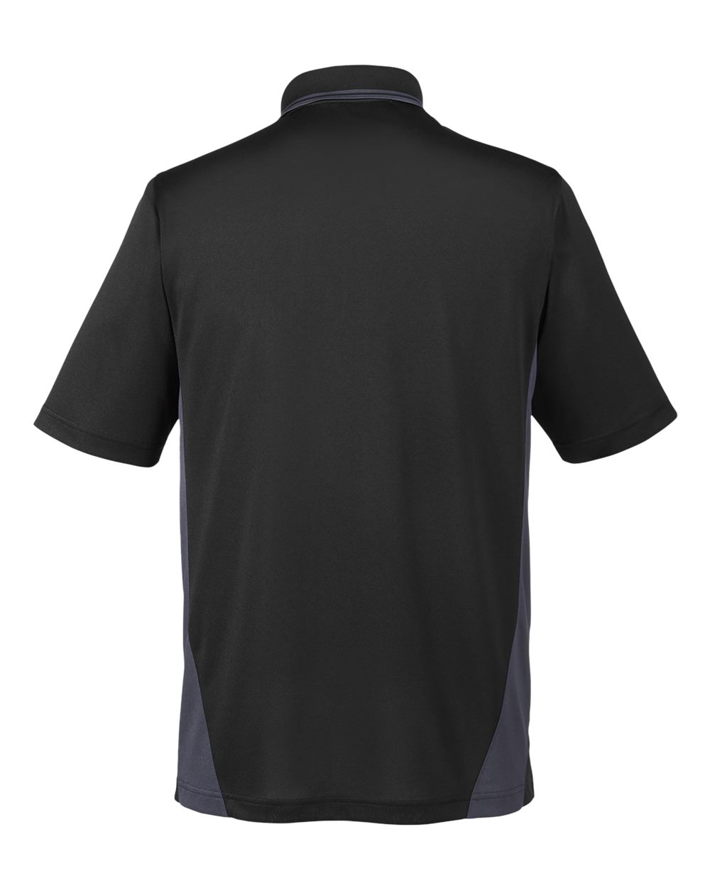 Rear View of Black/ Dark Charcoal Men's Flash Snag Protection Plus IL Colorblock Polo - M386