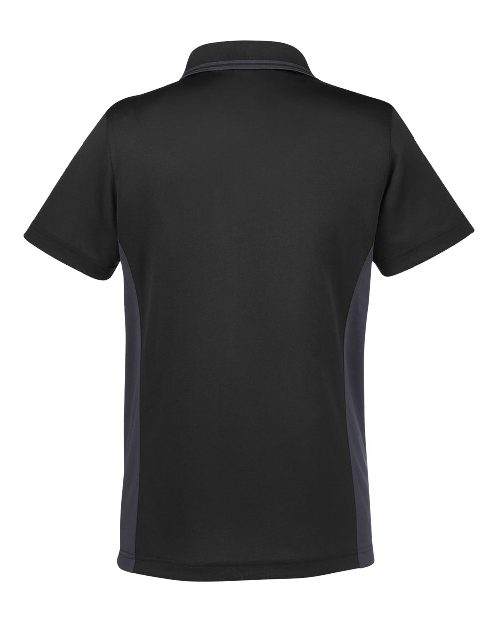 Rear View of Black/ Dark Charcoal Women's Flash Snag Protection Plus IL Colorblock Polo - M386W