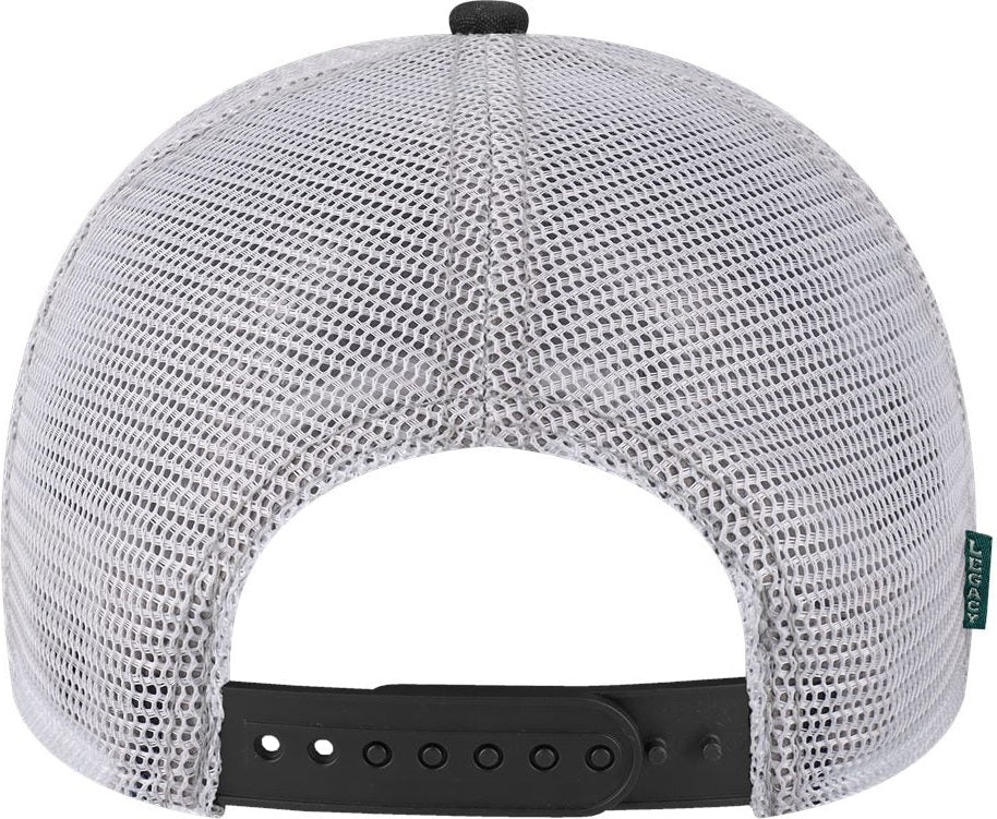 Rear View of Black/ Dark Grey/ Silver Mid-Pro Snapback Trucker Cap - MPS