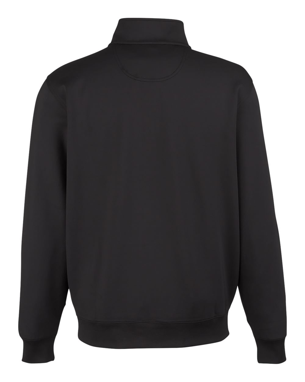 Rear View of Black/ Dark Shadow Grey Heather Caves Quarter-Zip Tech Pullover - C11512