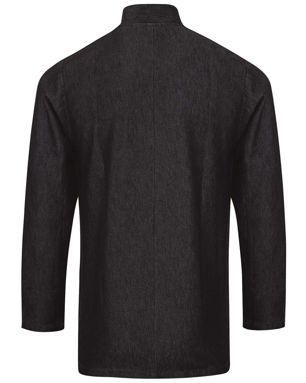 Rear View of Black Denim Unisex Denim Chef's Jacket - RP660