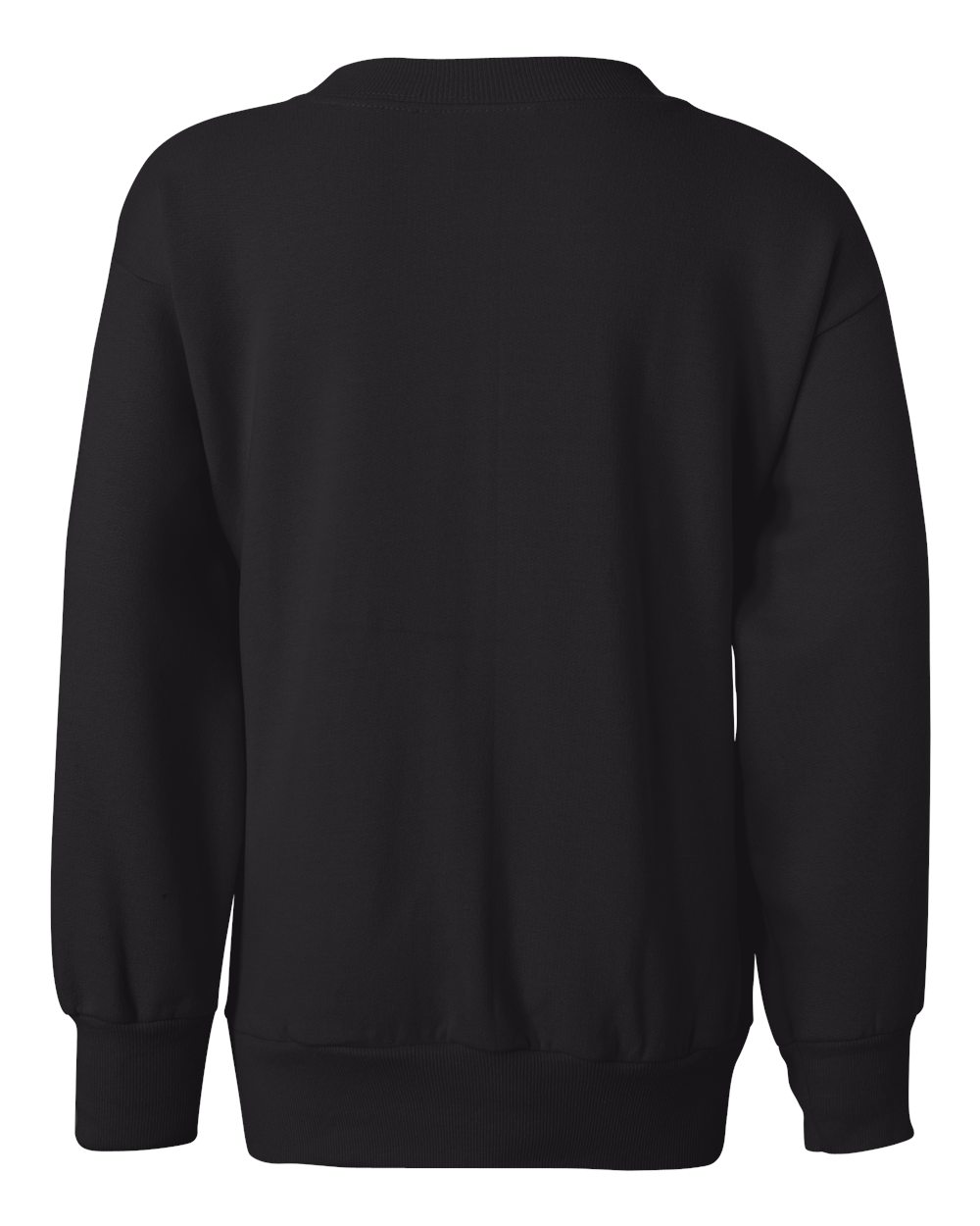Rear View of Black Ecosmart® Youth Crewneck Sweatshirt - P360