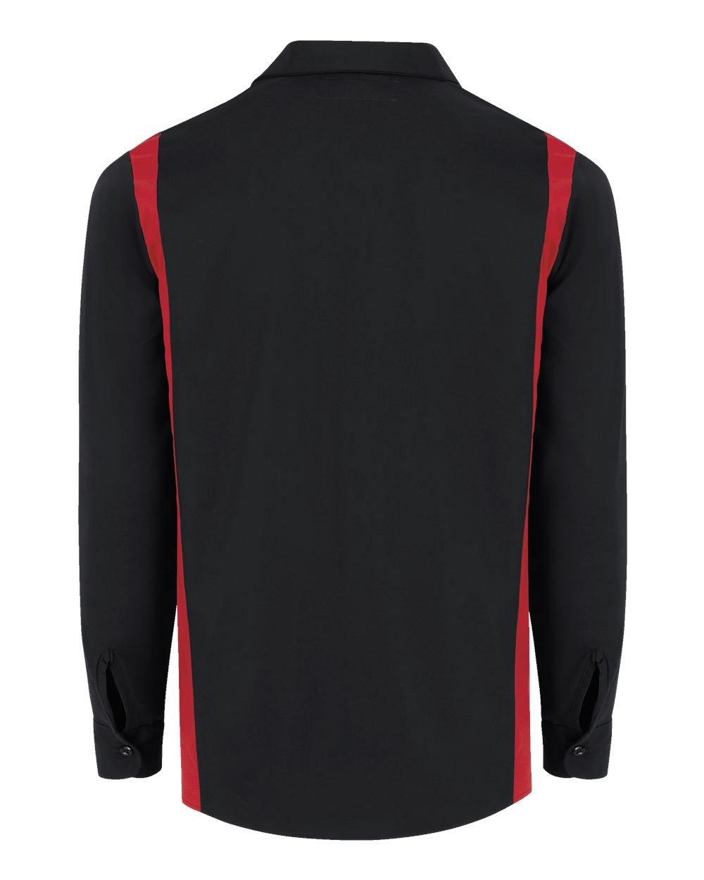 Rear View of Black/ English Red Industrial Colorblocked Long Sleeve Shirt - Tall Sizes - 5524T
