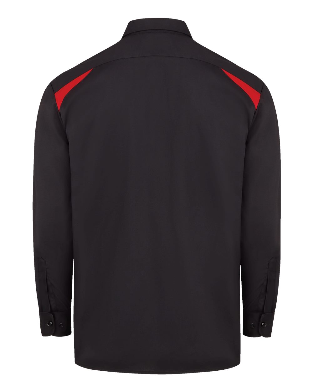 Rear View of Black/ English Red Long Sleeve Performance Team Shirt - Tall Sizes - 6605T