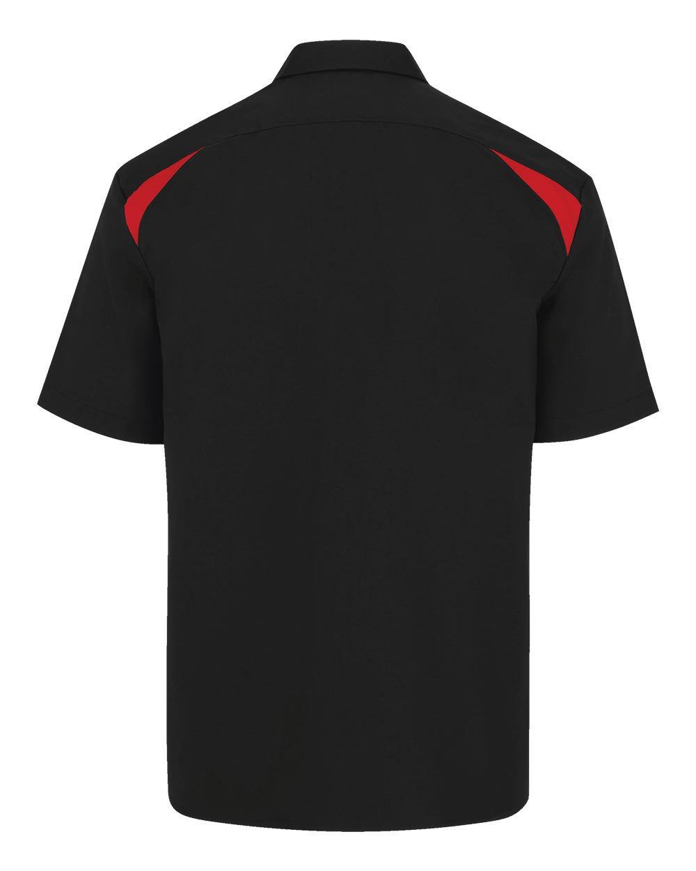Rear View of Black/ English Red Short Sleeve Performance Team Shirt - 05