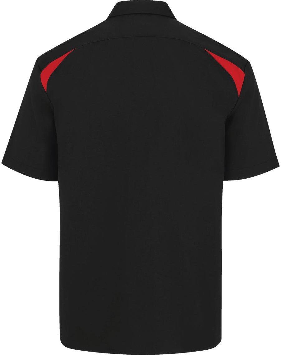 Rear View of Black/ English Red Short Sleeve Performance Team Shirt - Tall Sizes - 05T