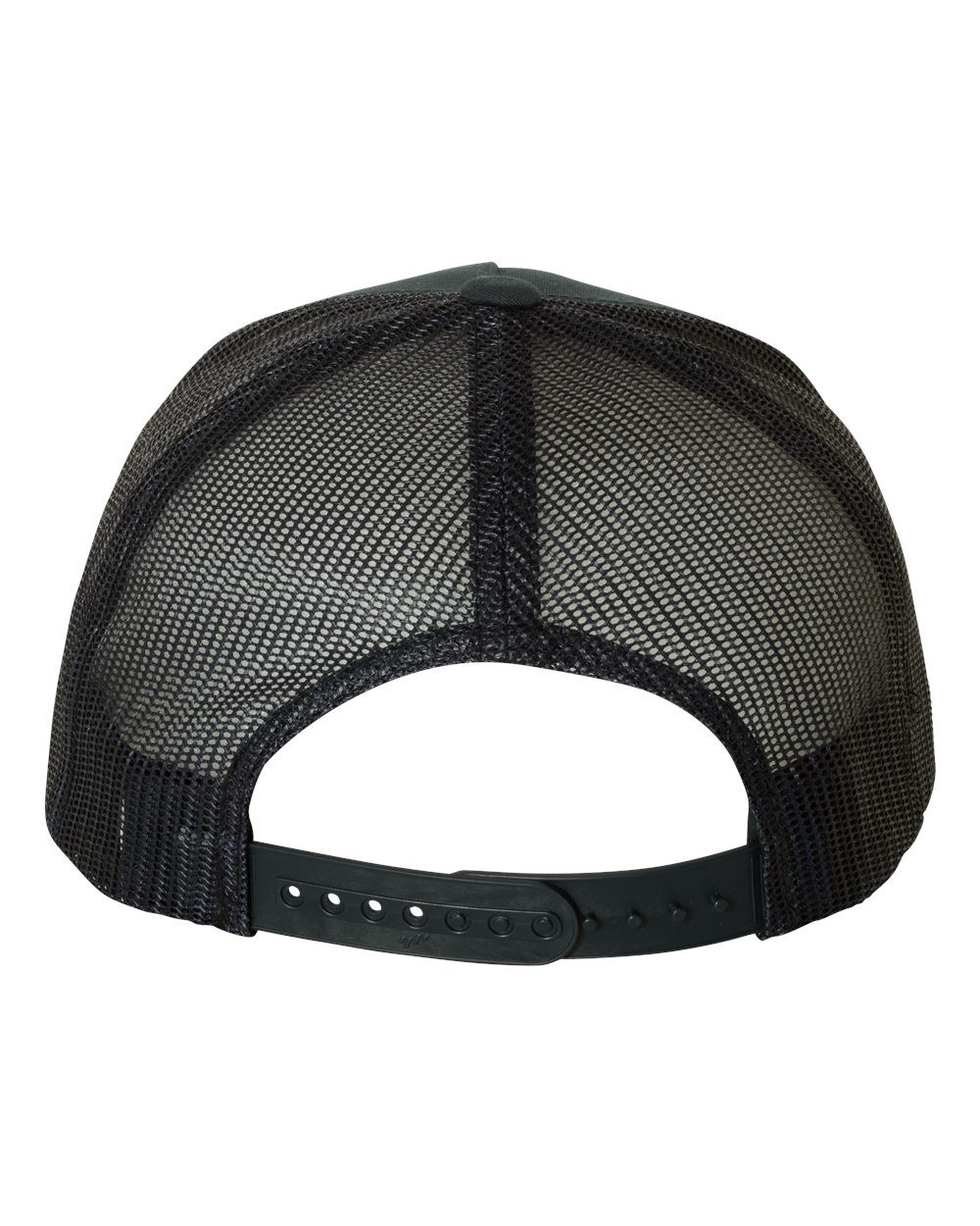 Front View of Black Five-Panel Retro Trucker Cap - 6506
