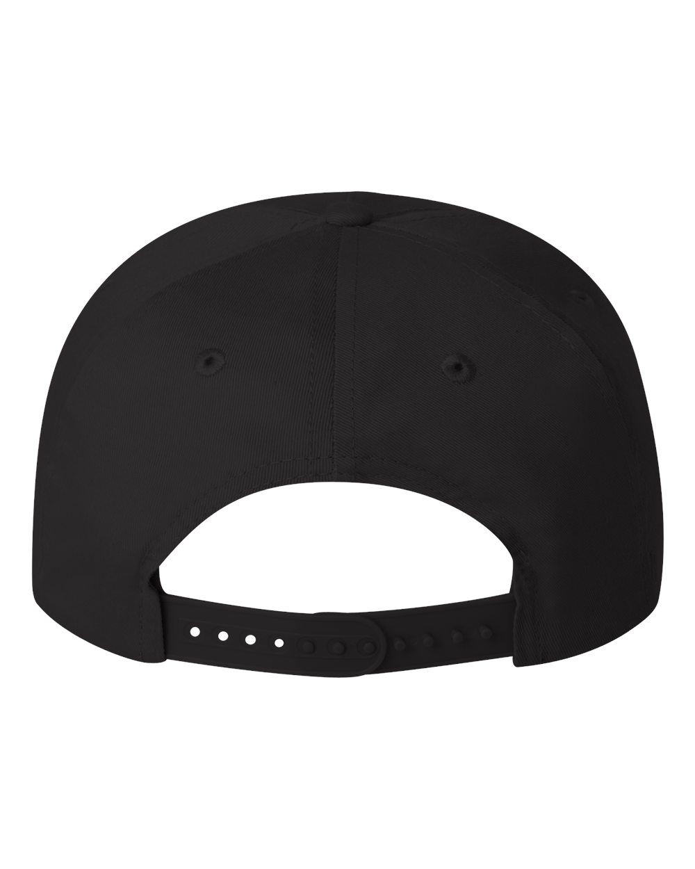 Rear View of Black Five-Panel Twill Cap - 8869