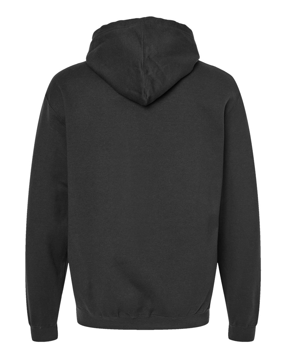 Rear View of Black Fleece Hooded Sweatshirt - 320