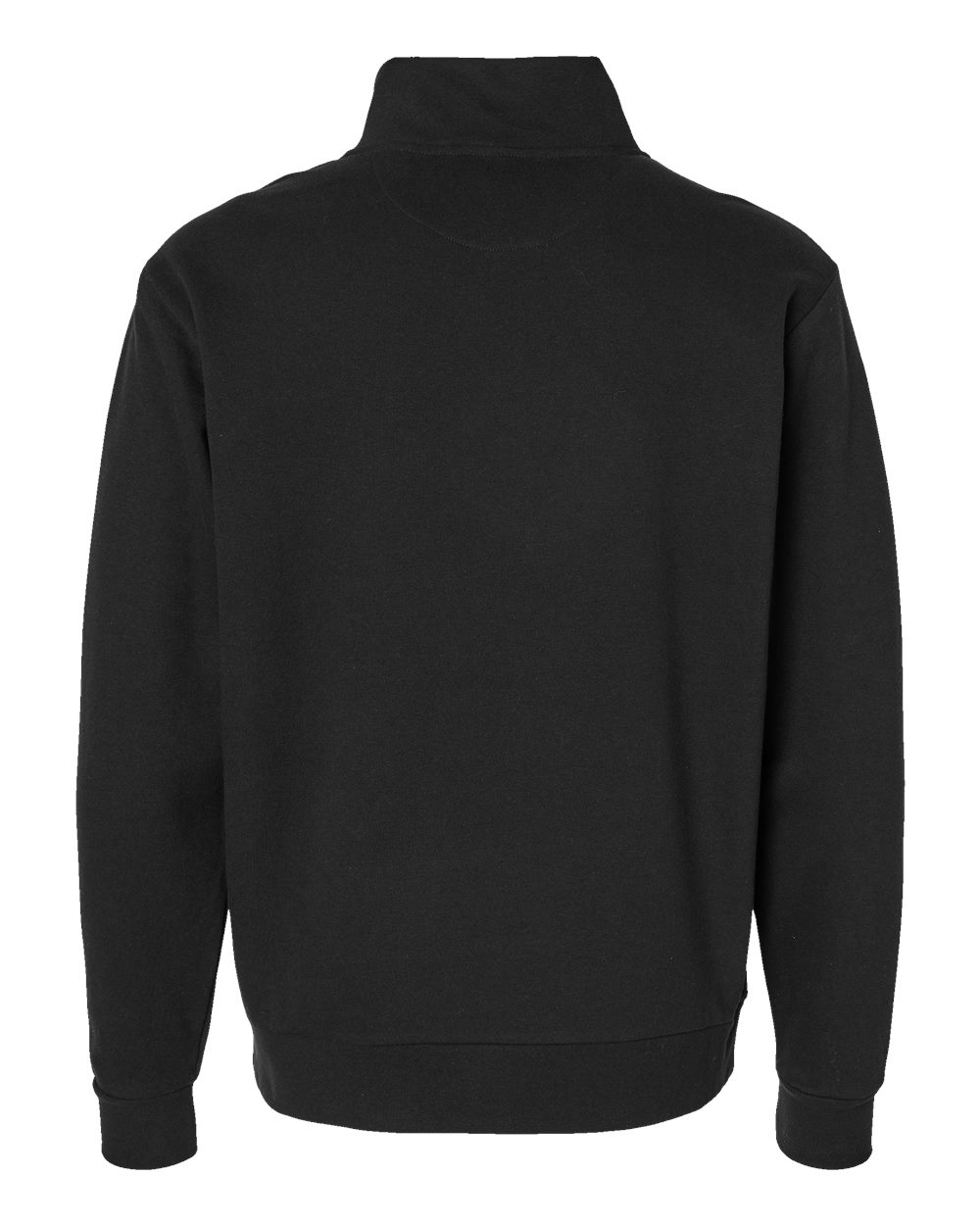 Rear View of Black Fleece Quarter-Zip Pullover - 9643