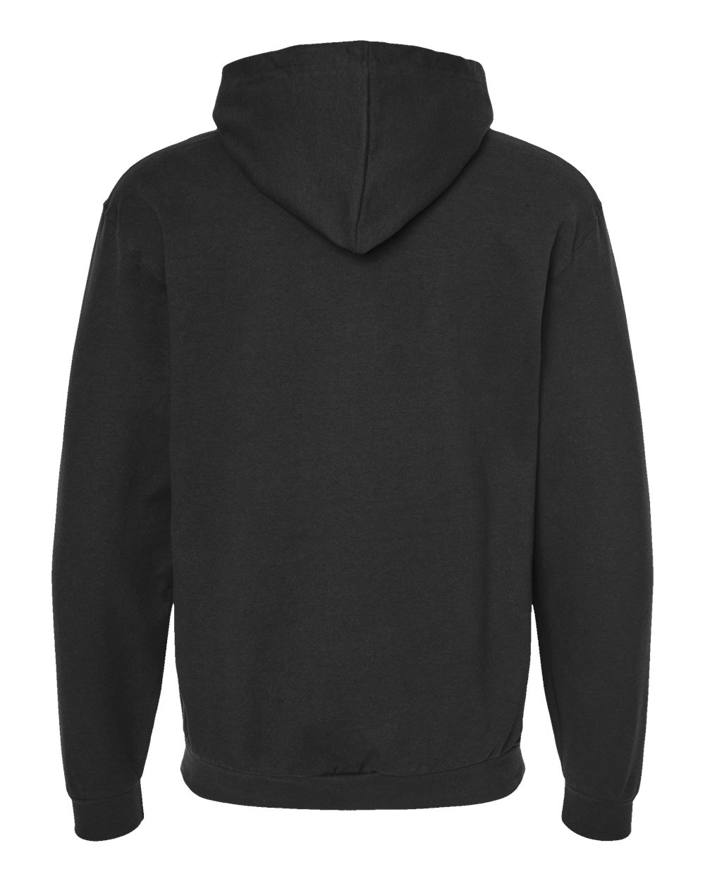 Rear View of Black Full-Zip Hooded Sweatshirt - 331