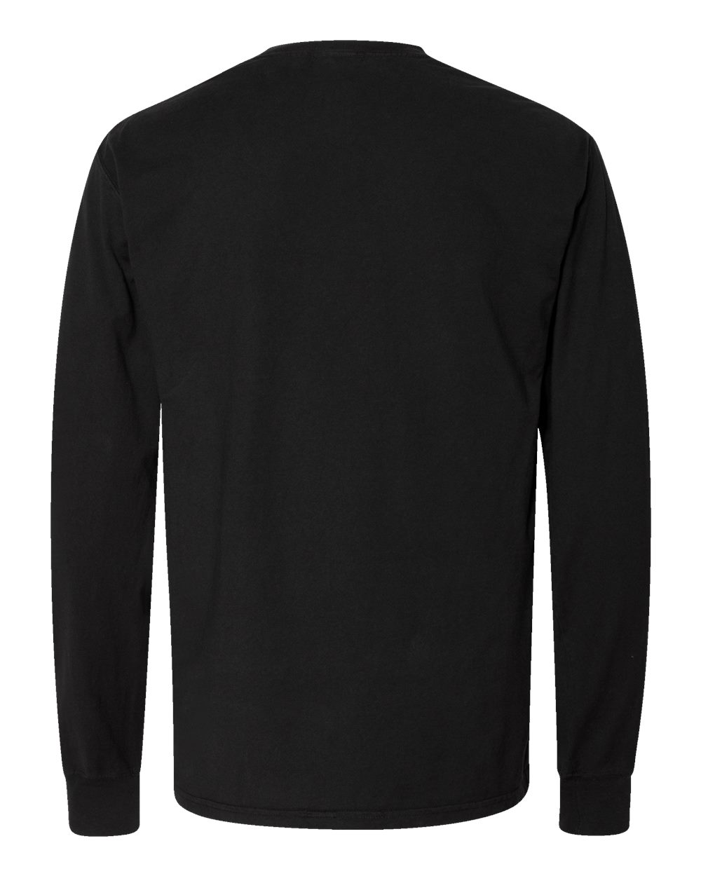 Rear View of Black Garment-Dyed Long Sleeve T-Shirt - GDH200