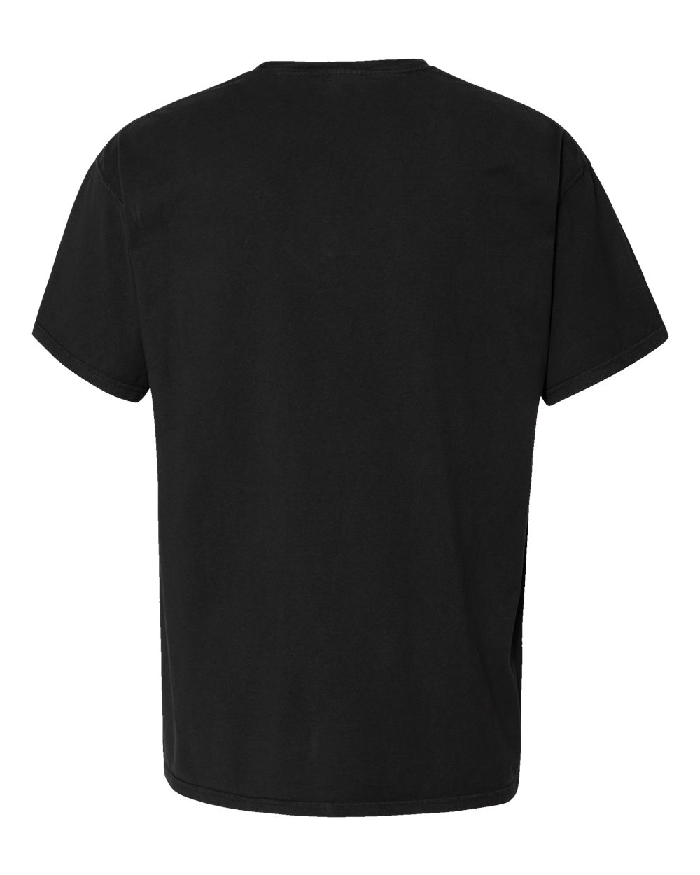 Rear View of Black Garment-Dyed Pocket T-Shirt - GDH150