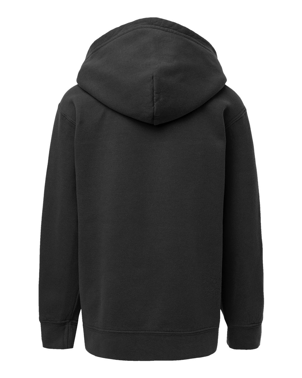 Rear View of Black Garment-Dyed Youth Lightweight Fleece Hooded Sweatshirt - 1467Y