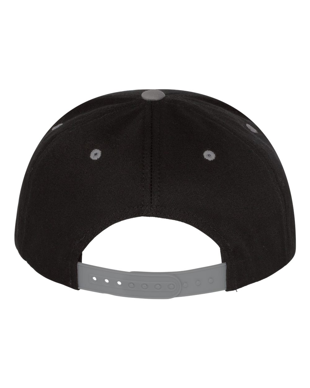 Front View of Black/ Grey Five-Panel Cotton Twill Snapback Cap - 6007